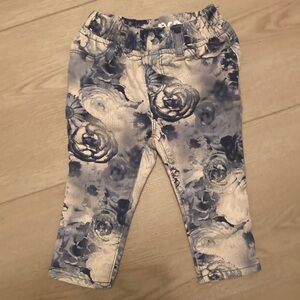Baby Gap Jeans with Blue and Cream Floral Design
